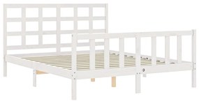 Cama sem colchão 160x200 cm madeira de pinho maciça branco