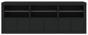 Aparador com luzes LED 181,5x37x67 cm preto