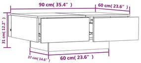 Mesa de centro 90x60x31 cm contraplacado cinzento cimento