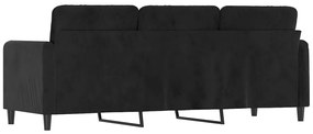 Sofá de 3 lugares 180 cm veludo preto