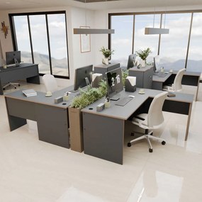 Secretária de Canto "Executive" - 160 x 75 x 144 cm - Antracite e Carv