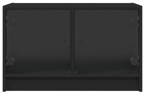 Móvel de TV c/ portas de vidro 68x37x42 cm preto