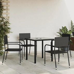 vidaXL 5 pcs conjunto de jantar para jardim vime PE e aço preto