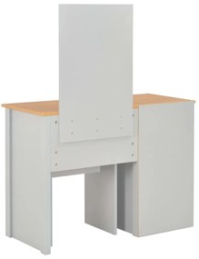 Toucador com espelho e banco 104x45x131 cm cinzento
