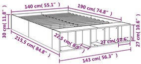 Estrutura de cama 140x190 cm derivados de madeira cinza cimento