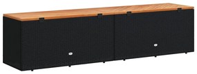 Caixa arrumação jardim 220x50x54 cm vime PE/acácia maciça preto