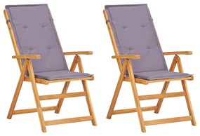 vidaXL Cadeiras jardim reclináveis 2pcs madeira acácia maciça castanho