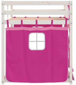 Beliche com cortinas 80x200 cm madeira de pinho maciça rosa