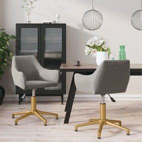 vidaXL Cadeiras de jantar giratórias 2 pcs veludo cinzento-claro