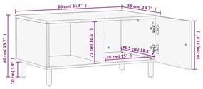 Mesa de centro 80x50x40 cm madeira de mangueira maciça preto