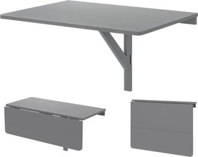 Mesa dobrável para parede 80 x 60 x 45 cm Mesa rebatível para espaços pequenos Secretária dobrável cinzenta