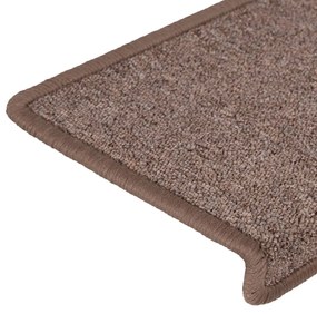 Tapete/carpete para degraus 15 pcs 65x21x4 cm castanho