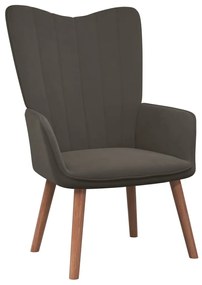 Cadeira de descanso com banco veludo cinzento-escuro