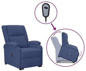 vidaXL Poltrona elevatória tecido azul
