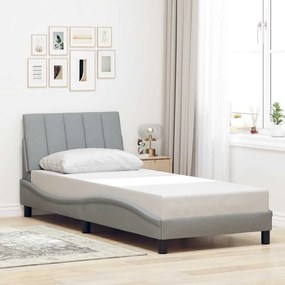 Estrutura de cama sem colchão 90x190 cm tecido cinzento-claro