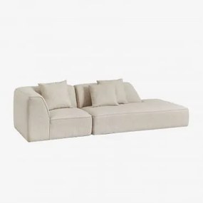 Sofá Modular De Canto Em 2 Peças Com Chaise Longue Direito Estofado Cardea Bouclé Bege Creme - Sklum