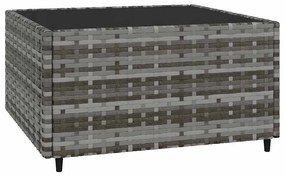 4 pcs conjunto lounge de jardim c/ almofadões vime PE cinzento
