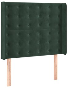 Cama box spring c/ colchão/LED 80x200 cm veludo verde-escuro