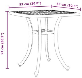 Mesa de jardim 53x53x53 cm alumínio fundido preto