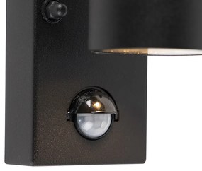 Candeeiro de parede exterior preto com sensor de movimento IP44 - Solo Moderno