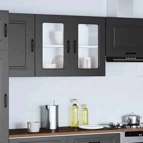 Armário de parede de cozinha porta vidro Kalmar preto