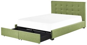Cama de casal com arrumação em tecido verde 180 x 200 cm LA ROCHELLE Beliani