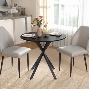 Mesa de Jantar Redonda, 80 x 80 x 75 cm (CADEIRAS NÃO INCLUIDAS), Estrutura Cruzada em Aço, Preta