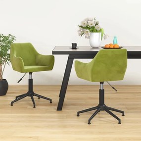 vidaXL Cadeiras de jantar giratórias 2 pcs veludo verde-claro