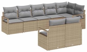 Conjunto de sofá de jardim com 8 peças e almofadas bege em rattan sint