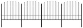 vidaXL Cerca de jardim com topo em forma de lança em aço 714,5x175 cm, preta