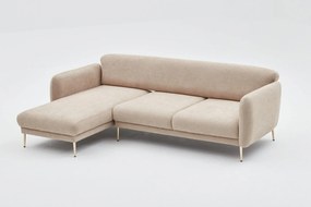 Sofá-Cama de Canto Simena – Bege Dourado – 266x133 cm