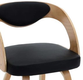 Cadeiras jantar 4 pcs madeira curvada e couro artificial preto