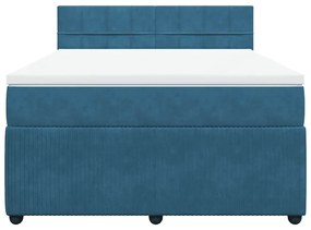 Cama com molas/colchão 140x200 cm veludo azul