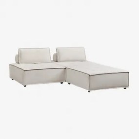 Sofá Chaise Longue Modular De 3 Peças Em Tecido Vermont Tecido Creme Bege - Sklum