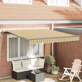 vidaXL Toldo Retrátil Manual Listrado Multicolorido 350x250 cm