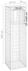 Postes/cestos gabião 2 pcs 50x50x180 cm ferro