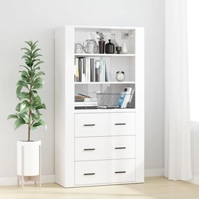 3185393 vidaXL Armário alto derivados de madeira branco brilhante