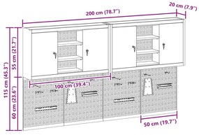 Conjunto de gabinete e painel de ferramentas de 4 peças montado na par