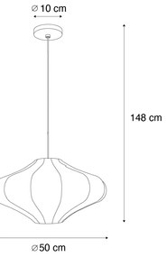 Candeeiro suspenso de design branco seda 50 cm - Plu Design