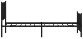 Estrutura de cama com cabeceira e pés 90x200 cm metal preto