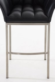 Banco de bar Damaso em couro sintético e com estrutura prateada 64 x 110 x 48 cm Preto