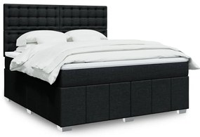 vidaXL Cama com molas/colchão 180x200 cm tecido preto