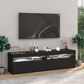 Móvel de TV com luzes LED 2 pcs 75x35x40 cm preto