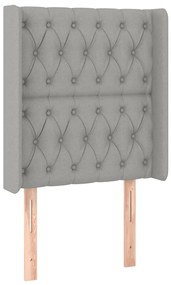 Cabeceira cama c/ luzes LED tecido 83x16x118/128 cm cinza-claro