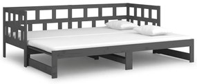 Estrutura sofá-cama de puxar pinho maciço cinza 2x(90x190) cm