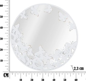 ESPELHO DE PAREDE BORBOLETA BRANCA 62,5X2,3 CM BRANCO E DOURADO