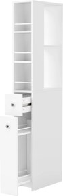 HOMCOM Móvel de Casa de Banho Alto Slim 135cm com 2 Gavetas, 2 Prateleiras Laterais, 3 Compartimentos, 18x40x135 cm, Branco | Aosom Portugal