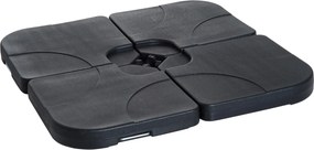 Base para Chapéu de Sol de 4 Peças Suporte para Chapéu de Sol para Jardim Pátio Exterior 50x50x7,5cm Preto