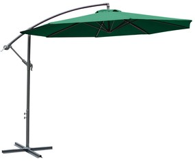Outsunny Chapéu de Sol de Jardim Inclinável Chapéu de Sol Excêntrico a Manivela Φ300x260cm Verde