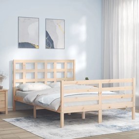 vidaXL Estrutura de cama de casal com cabeceira madeira maciça